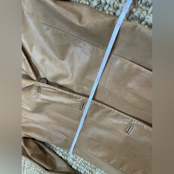 Vintage Soft Camel Tan Leather Collar Jacket size Small - Picture 6 of 11